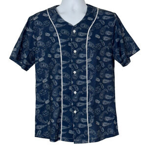 SHEIN Shirt Mens Small Blue Gray Paisley Button up